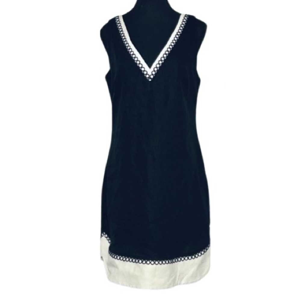 NWT VINCE CAMUTO SIZE 8 VINTAGE BLACK IVORY DRESS LINEM BLEND SHEATH